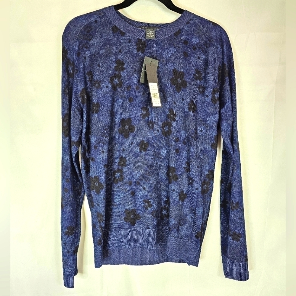 Marc by Marc Jacobs size Medium Mazarine blue and black floral sweater NWT